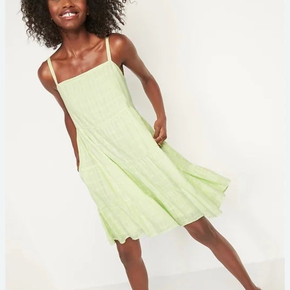 OLD NAVY lightweight lime spaghetti strap woman midi cottagecore boho dress XL - Picture 1 of 13